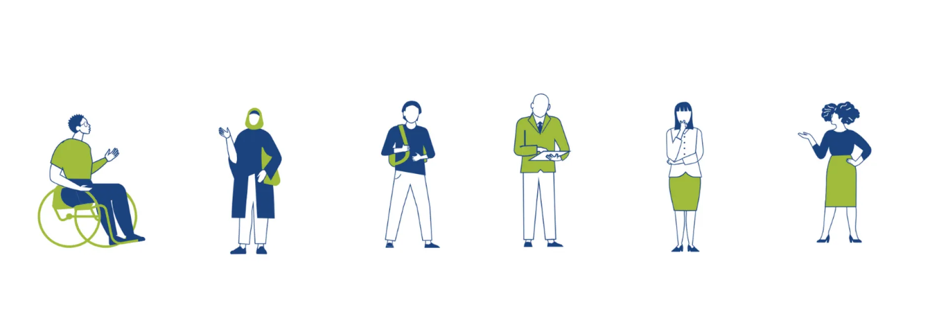 Graphics of diverse line of people